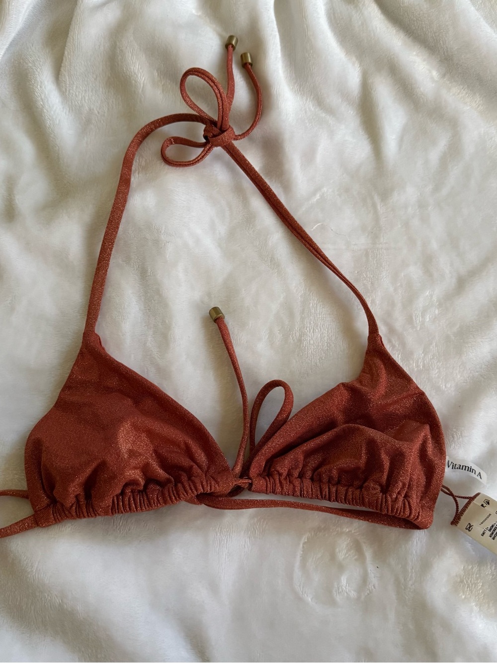 Vitamin A Shimmery Rust Triangle Bikini Top
